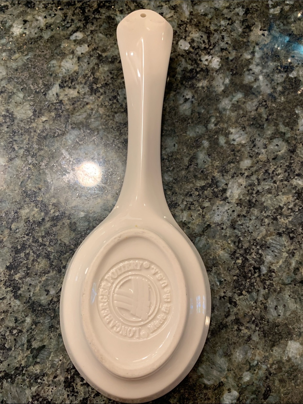 Longeberger Pottery Cream Ceramic Spoon Rest with Blue Floral Accents - Picture 4 of 6